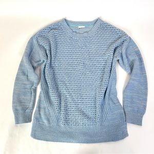 Stylus cotton blend light blue knit sweater pullover soft winter cold